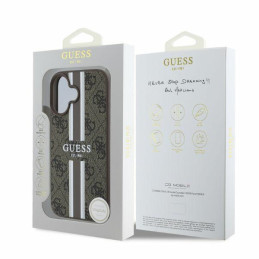 Guess 4G Printed Stripes MagSafe dėklas iPhone 16 - rudas
