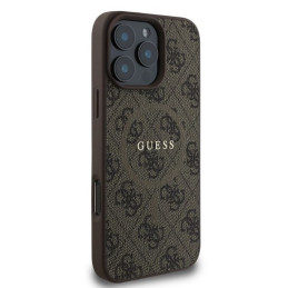 Guess 4G Ring Classic Logo MagSafe dėklas, skirtas iPhone 16 Pro Max - rudas