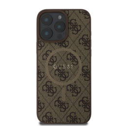 Guess 4G Ring Classic Logo MagSafe dėklas, skirtas iPhone 16 Pro Max - rudas
