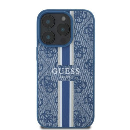 Guess 4G Printed Stripes MagSafe dėklas iPhone 16 Pro Max - mėlynas