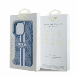 Guess 4G Printed Stripes MagSafe dėklas iPhone 16 Pro Max - mėlynas