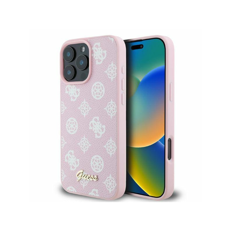 Guess Peony Script MagSafe dėklas iPhone 16 Pro Max - rožinis