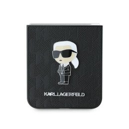 Karl Lagerfeld Saffiano Monogram Ikonik Pin dėklas, skirtas Samsung Galaxy Z Flip 6 - juodas