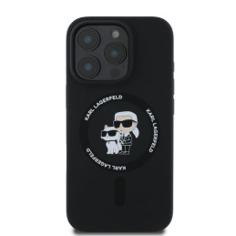 Karl Lagerfeld Silikoninis Karl&Choupette Heads Ring MagSafe dėklas skirtas iPhone 16 Pro Max - juodas