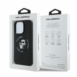 Karl Lagerfeld Silikoninis Karl&Choupette Heads Ring MagSafe dėklas skirtas iPhone 16 Pro Max - juodas