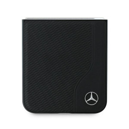 Mercedes Leather Wood Imitation MagSafe dėklas Samsung Galaxy Z Flip 6 - juodas