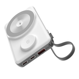 CHOETECH 10000 mAh LED ekrano maitinimo blokas su C tipo ir žaibo prievado laidu su magnetiniu belaidžiu įkrovikliu mobi...