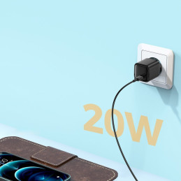 Joyroom greitas C tipo USB 20 W maitinimo tiekimo greitas įkrovimas 3.0 AFC įkroviklis juodas (L-P202)