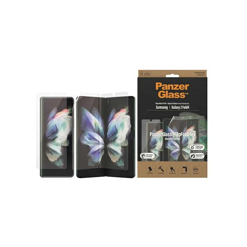 PanzerGlass Classic Fit Ultra-Wide antibakterinis grūdintas stiklas, skirtas Samsung Galaxy Z Fold4