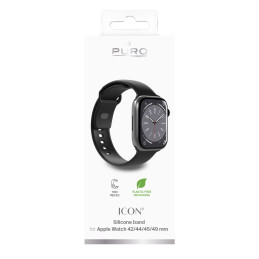 Puro Icon silikoninis dirželis Apple Watch 42 / 44 / 45 / 49 mm - juodas (2 vnt.)