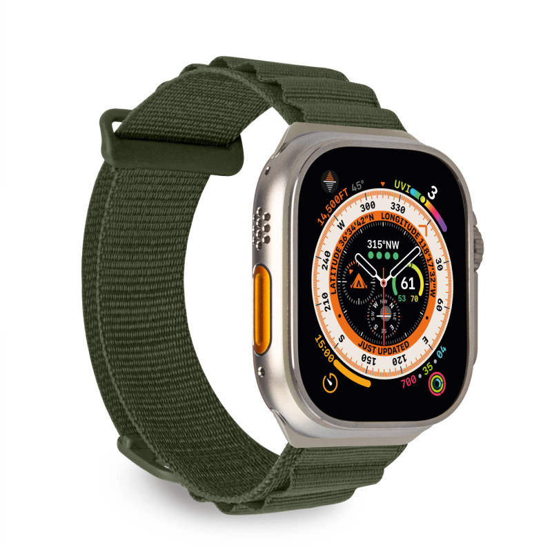 „Puro Extreme“ nailoninis dirželis, skirtas „Apple Watch“ 42 / 44 / 45 / 49 mm – tamsiai žalias