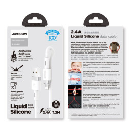 „Joyroom“ skysto silikono duomenų kabelis N2 USB-A / Lightning 2,4A 1,2 m – baltas