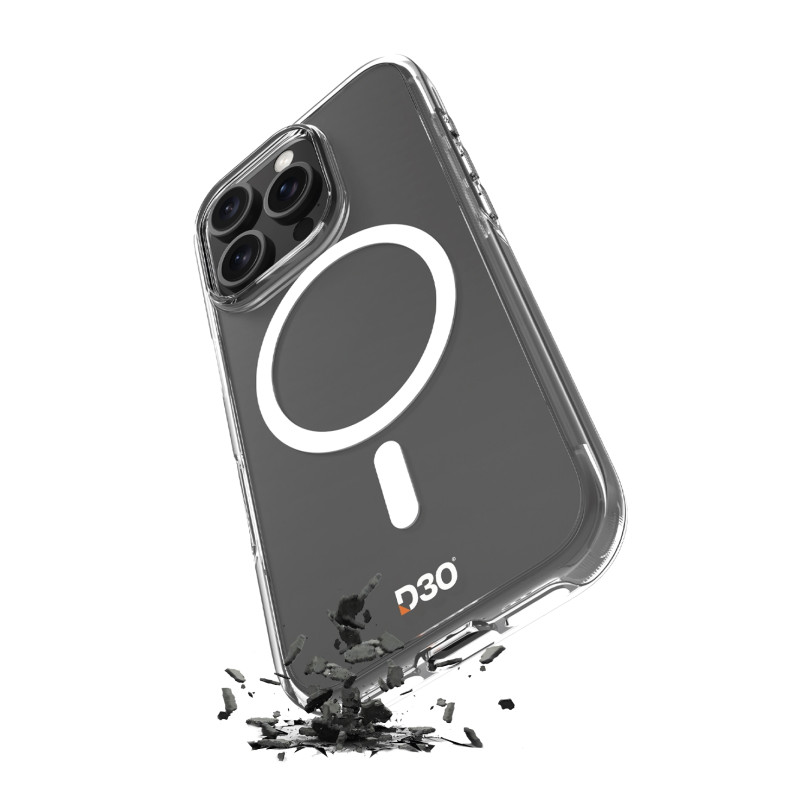 Puro Impact Clear D3O MagSafe silikoninis dėklas skirtas iPhone 16 Pro Max - skaidrus