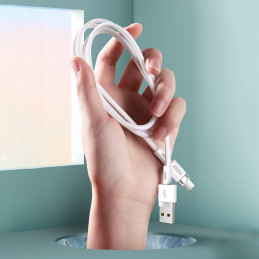 „Joyroom“ skysto silikono duomenų kabelis N2 USB-A / USB-C 2,4A, 1,2 m – baltas