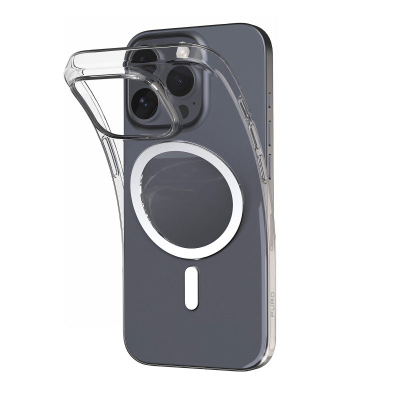 Puro 03 Mag MagSafe silikoninis dėklas iPhone 16 Pro - skaidrus