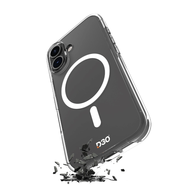 Puro Impact Clear D3O MagSafe silikoninis dėklas iPhone 16 - skaidrus
