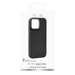 Puro Icon Mag Pro MagSafe silikoninis dėklas skirtas iPhone 15 Pro Max - juodas
