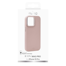 Puro Icon Mag Pro MagSafe silikoninis dėklas iPhone 15 Pro - rožinis