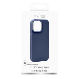 Puro Icon Mag Pro MagSafe silikoninis dėklas skirtas iPhone 15 Pro - tamsiai mėlynas