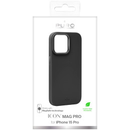 Puro Icon Mag Pro MagSafe silikoninis dėklas iPhone 15 Pro - juodas