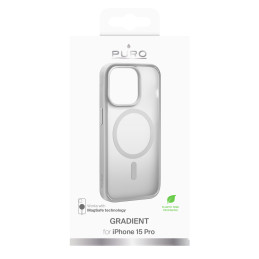 Puro Gradient MagSafe silikoninis dėklas iPhone 15 Pro - sidabrinis