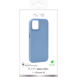 Puro Icon Mag Pro MagSafe silikoninis dėklas iPhone 15 - šviesiai mėlynas