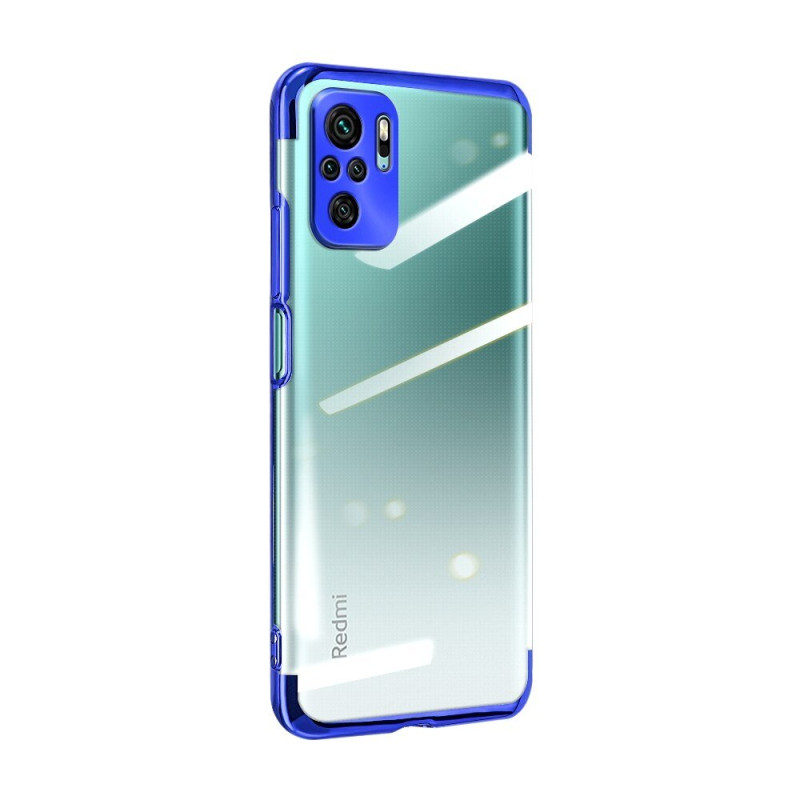 Skaidrios spalvos dėklo gelio dėklas su metaliniu rėmeliu Xiaomi Redmi Note 10 5G / Poco M3 Pro mėlynas