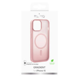 Puro Gradient MagSafe silikoninis dėklas iPhone 15 - rožinis
