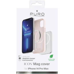 Puro Icon Mag MagSafe silikoninis dėklas iPhone 14 Pro Max - rožinis