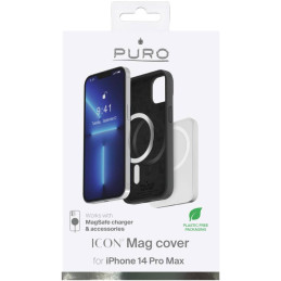 Puro Icon Mag MagSafe silikoninis dėklas iPhone 14 Pro Max - juodas