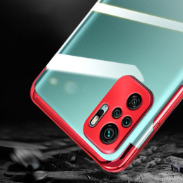 Skaidrios spalvos dėklo gelio dėklas su metaliniu rėmeliu Xiaomi Redmi Note 10 5G / Poco M3 Pro mėlynas