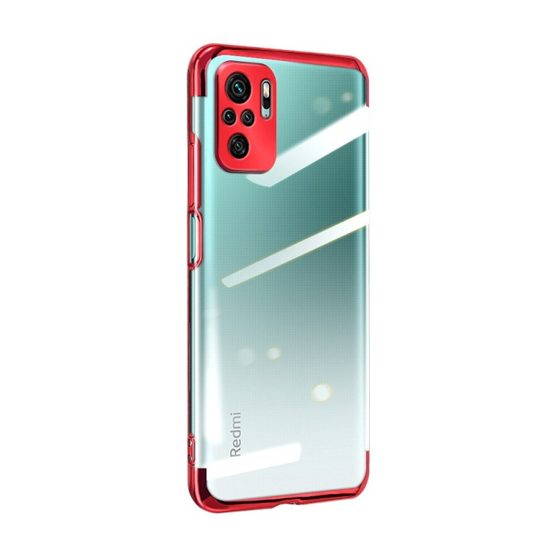 Clear Color dėklo gelio dangtelis su metaliniu rėmeliu Xiaomi Redmi Note 10 5G / Poco M3 Pro raudonas