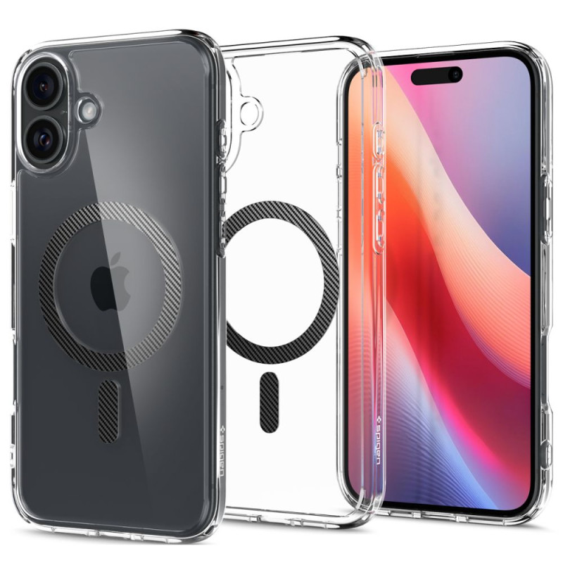 Spigen Ultra Hybrid MagSafe Carbon Fiber skirtas iPhone 16 - tamsiai pilka