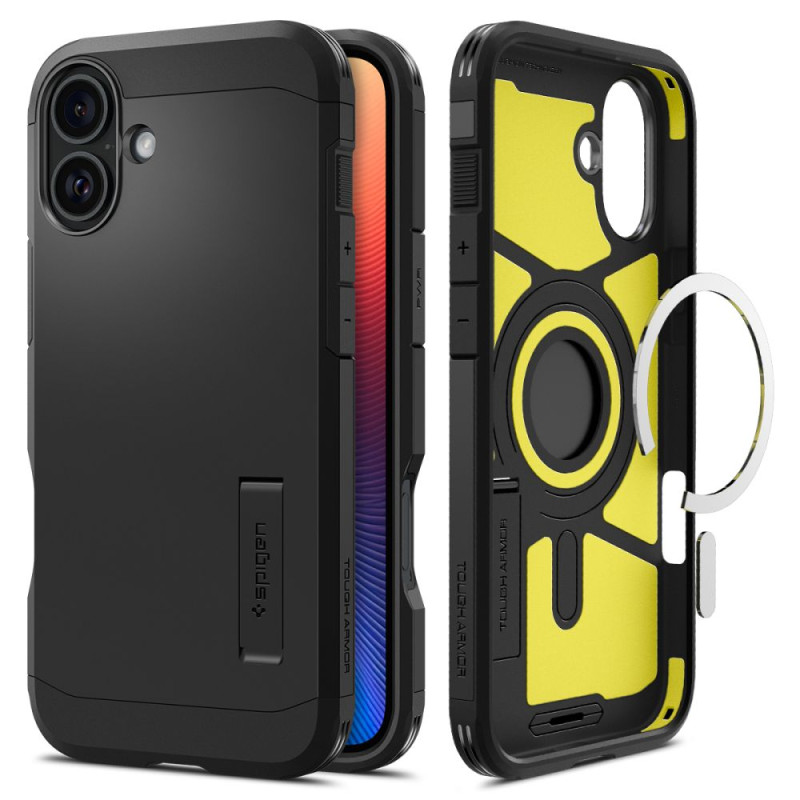 Spigen Tough Armor MagSafe dėklas su stovu iPhone 16 - juodas