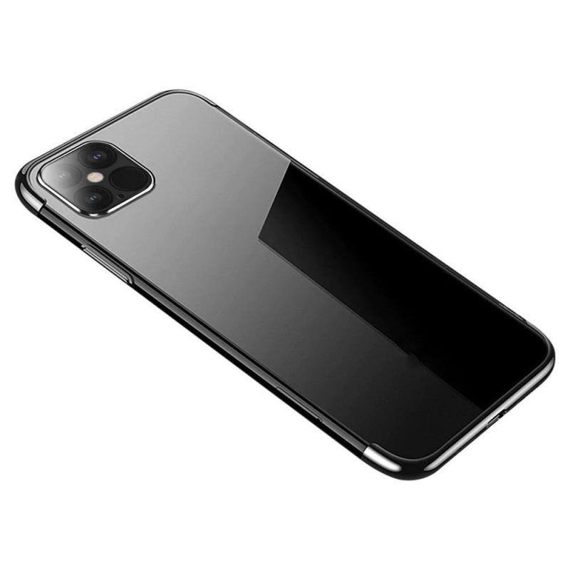 Skaidrus spalvotas gelio dėklas su metaliniu rėmeliu, skirtas Samsung Galaxy A22 4G black