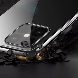 Skaidrus spalvotas gelio dėklas su metaliniu rėmeliu, skirtas Samsung Galaxy A22 4G black