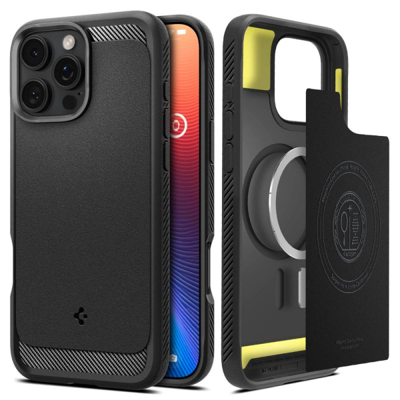 Spigen Rugged Armor MagSafe dėklas iPhone 16 Pro Max - juodas