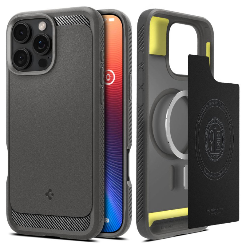 Spigen Rugged Armor MagSafe dėklas iPhone 16 Pro - pilkas