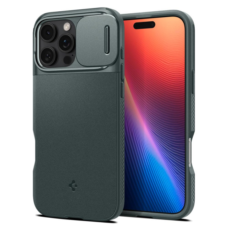 Spigen Optik Armor Mag dėklas su MagSafe iPhone 16 Pro - žalias