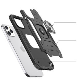 Wozinsky Ring Armor šarvuotas hibridinis korpuso dangtelis + magnetinis laikiklis iPhone 13 rožinis