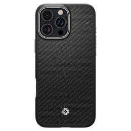 Spigen Enzo Aramid Mag dėklas su MagSafe, skirtas iPhone 16 Pro Max – juodas ir sidabrinis