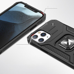 Wozinsky Ring Armor šarvuotas hibridinis korpuso dangtelis + magnetinis laikiklis iPhone 13 mini sidabrinis