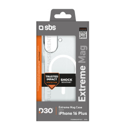 SBS Extreme Mag D3O MagSafe dėklas iPhone 16 Plus - skaidrus