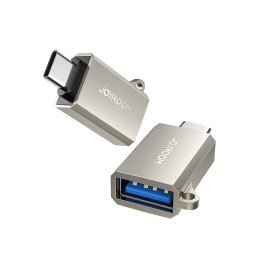 Joyroom S-H151 USB-C (vyriškas) / USB-A (moteriškas) adapteris su virvelės kilpa – sidabrinis