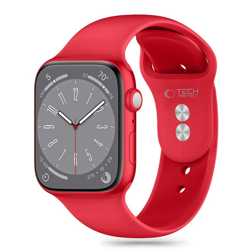 Tech-Protect silikoninis dirželis, skirtas Apple Watch 6 / 7 / 8 / 9 / 10 / SE / Ultra 1 / 2 (44/ 45/ 46/ 49 mm) – raudo...