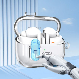Tech-Protect FlexAir dėklas su karabinu, skirtas Samsung Galaxy Buds 3/ 3 Pro - skaidrus