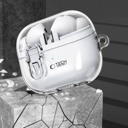 Tech-Protect FlexAir dėklas su karabinu, skirtas Samsung Galaxy Buds 3/ 3 Pro - skaidrus