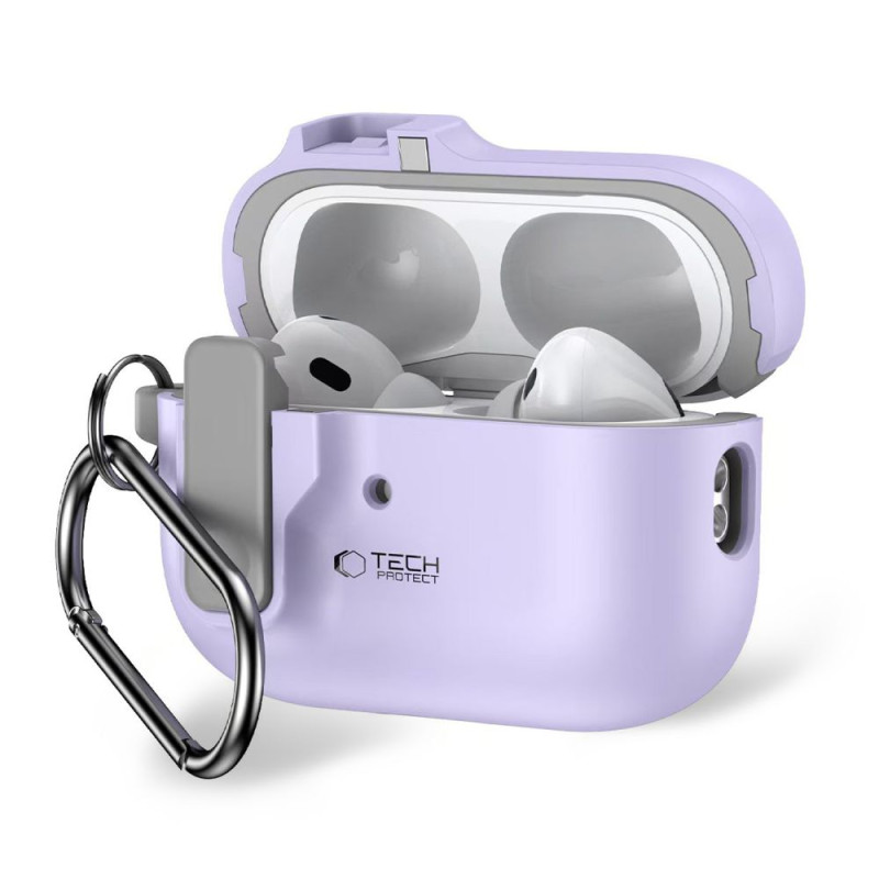Tech-Protect Slim Hook Dėklas su karabinu, skirtas Apple AirPods Pro 1/ 2 – violetinis
