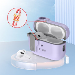 Tech-Protect Slim Hook Dėklas su karabinu, skirtas Apple AirPods Pro 1/ 2 – violetinis