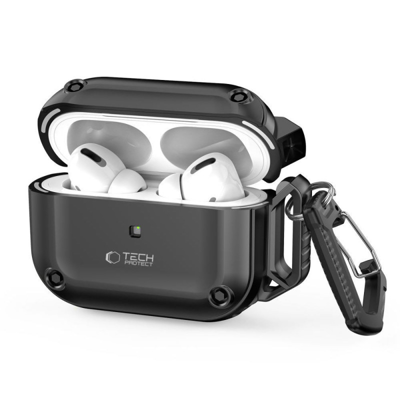 Tech-Protect Rough Hook Dėklas su karabinu, skirtas Apple AirPods Pro 1/ 2 – juodas Tech-Protect Rough Hook Dėklas su karabinu, skirtas Apple AirPods Pro 1/ 2 – juodas